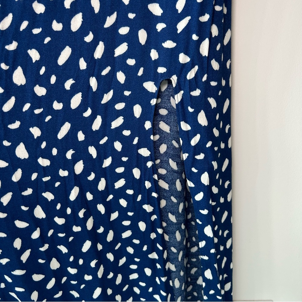 Reformation Crimini Midi Dress Navy Blue and White Print Size 6 - Picture 6 of 14